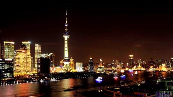 上海夜缩放时间流逝