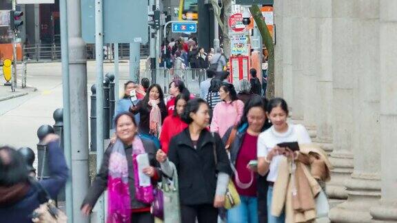 4KTIMELAPSE(4096x2160):香港人走在人行道上(苹果PRORES422(总部))4k运输、香港