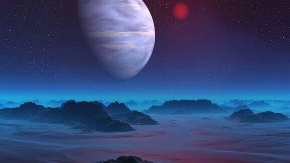 外星球天空中的气态巨行星