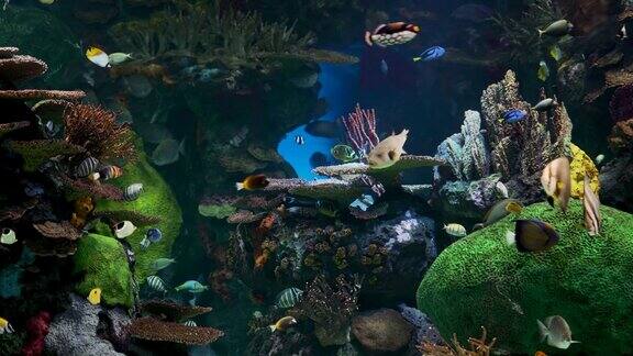 水下一群美丽的热带鱼