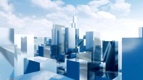 抽象镜像3D城市摩天大楼芝加哥