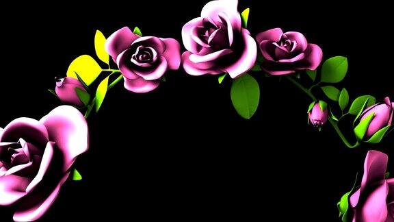 粉红玫瑰框架在黑色文本空间