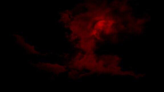 云移回露出红月亮