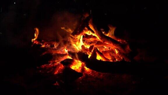 火在燃烧人们做棉花糖
