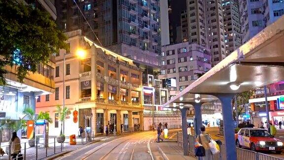 POV香港有轨电车缆车时光流逝