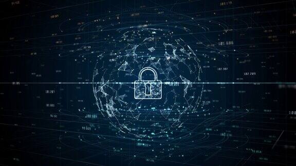 网络安全数字数据锁图标数字数据网络保护全球网络5g高速互联网连接和大数据分析背景概念