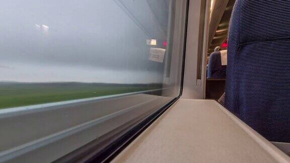 窗外高速列车行驶的景象间隔拍摄4k