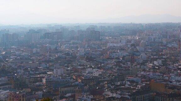 4k马拉加城市中心俯视图全景晴天