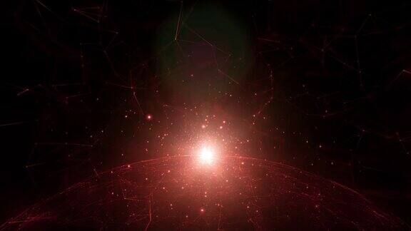 艺术红色的网络空间地球与阳光在数字宇宙