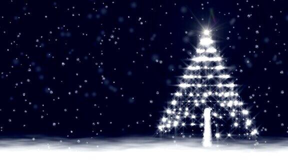 圣诞雪景与发光的小玩意儿和树