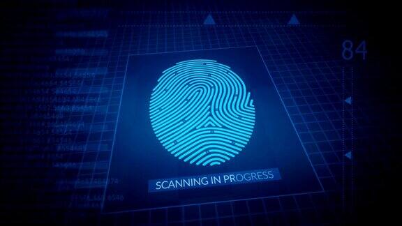 指纹识别安全扫描动画允许访问未来的数字技术概念