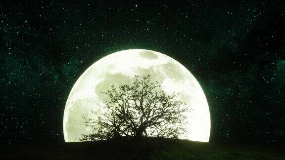 月光下的神秘树(3d渲染)