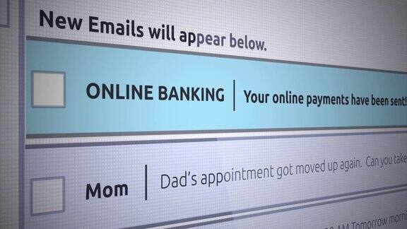 一般电子邮件新收件箱消息-网上银行确认付款