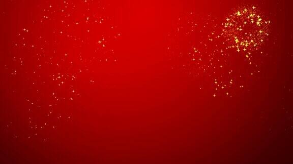 红色背景上的烟花粒子动画