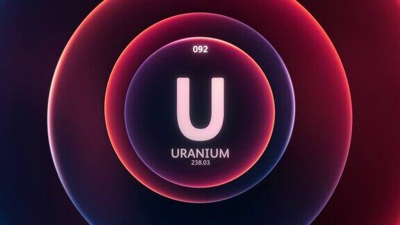 铀元素周期表科学内容标题设计动画抽象红蓝渐变环环背景