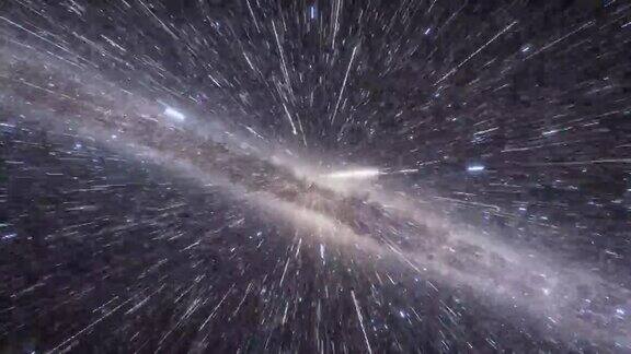 宇宙飞船以光速在太空中穿越星系银河系或仙女座星系的数十亿颗恒星