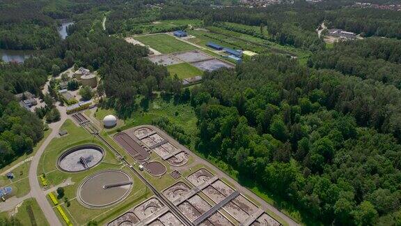 污水处理设施水污水处理厂鸟瞰图灰水回收利用欧盟波兰的生态环境Iloskreb处理设施沉淀池