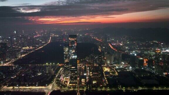 中国深圳城市夜景航拍