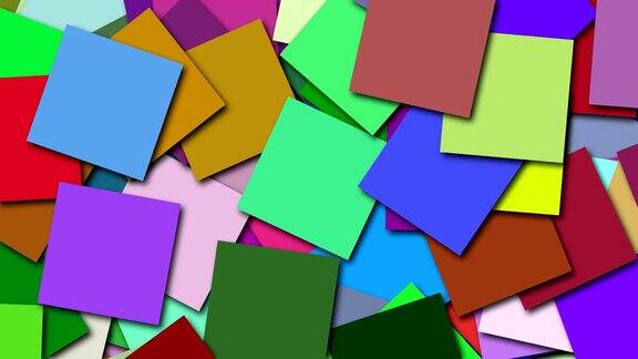 许多彩色的正方形在表面上3d渲染计算机生成的背景