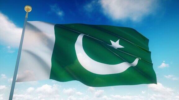 4k高度详细的巴基斯坦国旗可循环