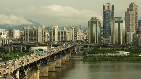 清潭大桥和汉江的汉城风光韩国