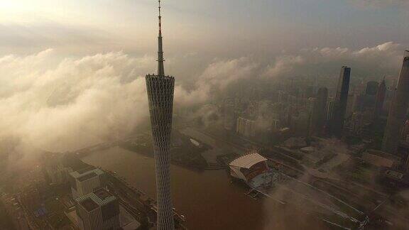 广州城市云上风景航拍