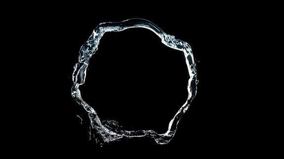 美丽的流水形成的圆圈在慢镜头循环3d动画与阿尔法磨光无缝的