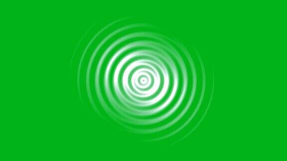 白色径向波运动图形与绿色屏幕背景