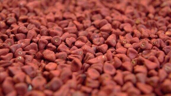 胭脂树的种子红木谷物红色天然烹饪染料墨西哥调味料宏