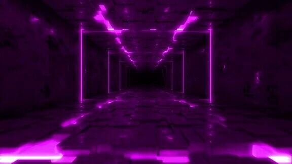 3D循环背景隧道霓虹紫光