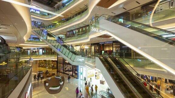 广州市市中心著名购物中心室内主厅延时全景4k中国