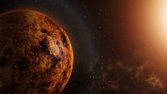 行星金星在太空中旋转