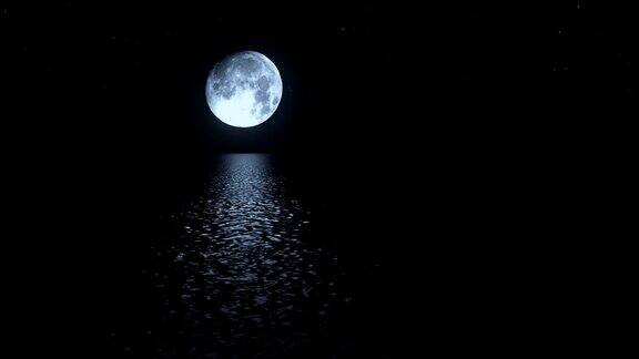 无缝循环月光路径与低傻瓜月亮在海面上