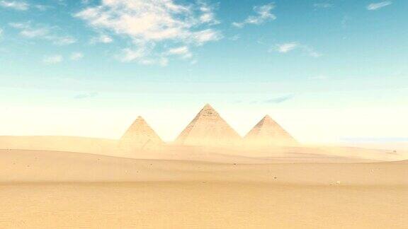 埃及吉萨金字塔上空的延时云