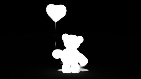 带着红色心形气球的泰迪熊在一个粉红色的屏幕上玩具熊走无缝环情人节、生日动画阿尔法通道