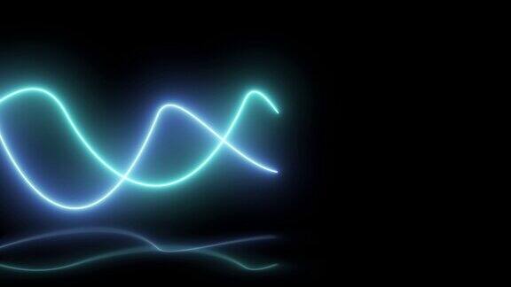 抽象发光的霓虹线运动背景波浪线无缝循环动画摘要背景与发光的霓虹灯波激光表演虚拟现实