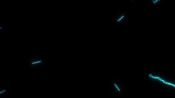 动画蓝色电子霓虹灯火花在一个黑色的背景