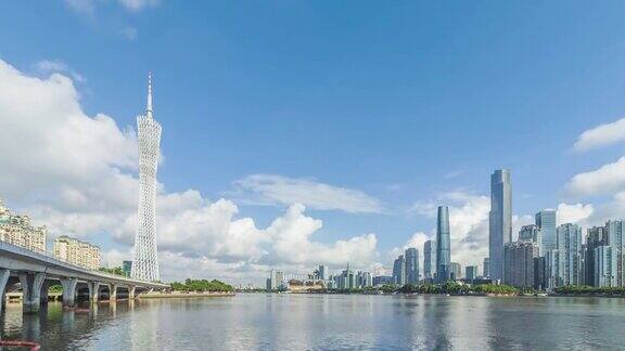 白天位于广州珠江两岸的广州塔和珠江新城中国广东省广州市