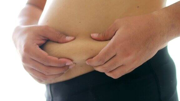 胖子超重检查腹部周围的脂肪