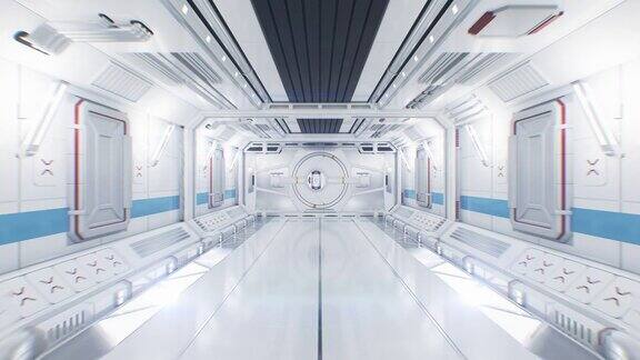移动通过宇宙飞船隧道3D建模