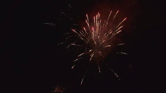 在夜空中燃放烟花来庆祝新年
