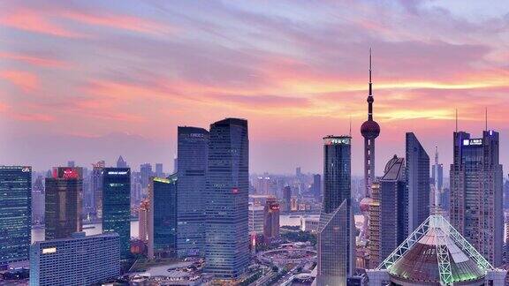 4K:上海陆家嘴城市景观时光流逝