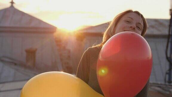 气球快乐的女人