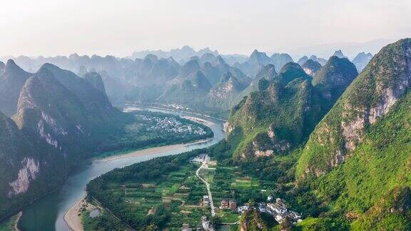航拍桂林山水自然风光