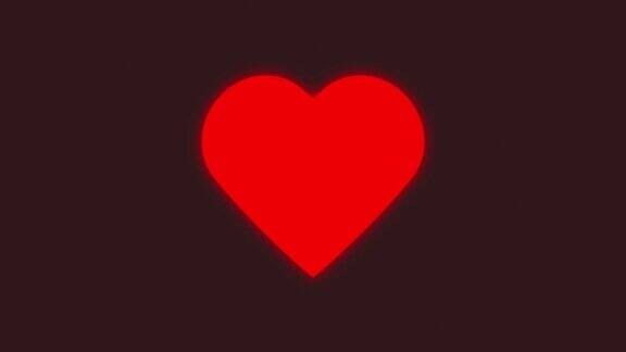 红心跳动的动画在黑色的背景爱情和情人节
