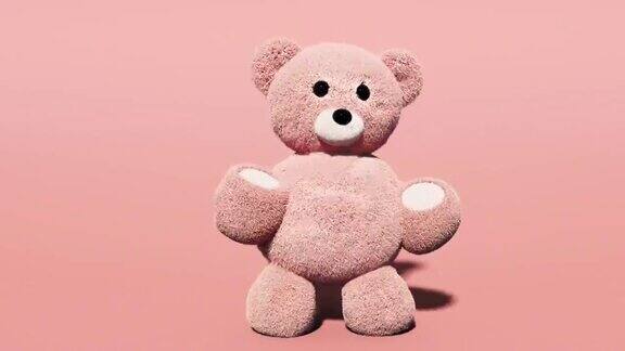 泰迪熊在阿尔法屏幕上跳舞玩具熊无缝环情人节、生日动画阿尔法通道