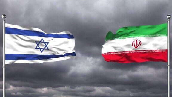 以色列和伊朗国旗互相挥舞|循环
