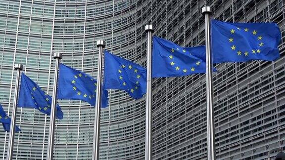 4k欧盟的旗帜在风中飘扬欧盟委员会