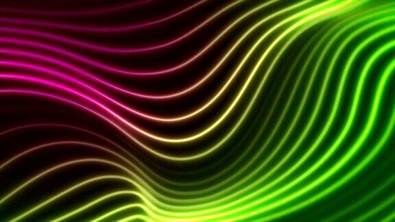 绿色紫色霓虹曲线波浪线视频动画