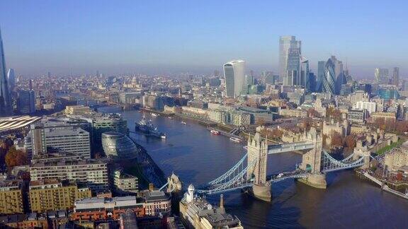 伦敦塔桥上方的鸟瞰图伦敦的象征